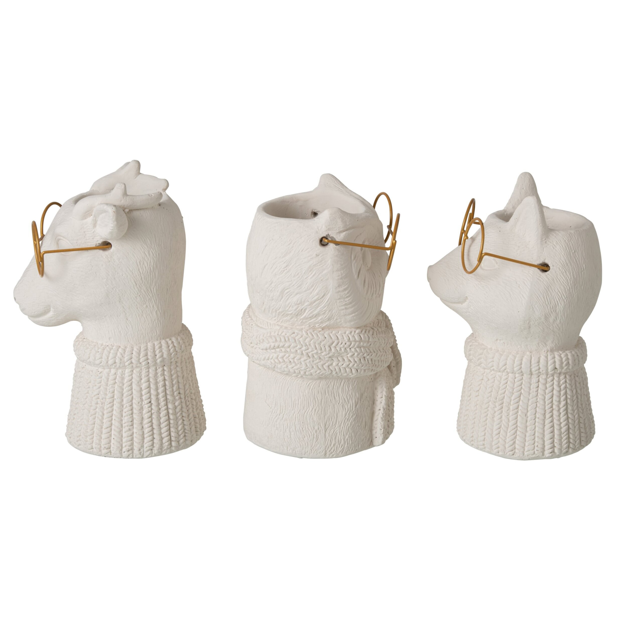 J-Line 3 cache-pots - ciment - beige clair/doré