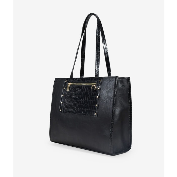 Bolso shopper negro con tachas