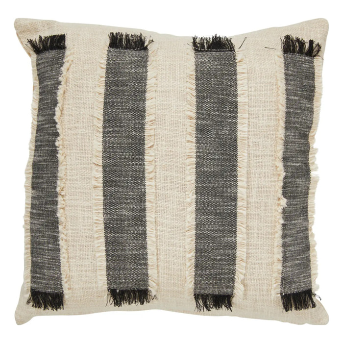 Coussin à franges "Malakite" noir & blanc 50x50cm