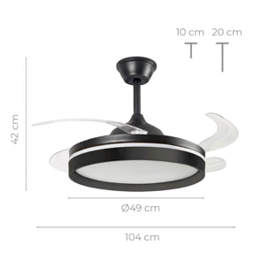 Ventilador de Techo con Luz LED, 4 Aspas Retráctiles y Mando a Distancia InnovaGoods