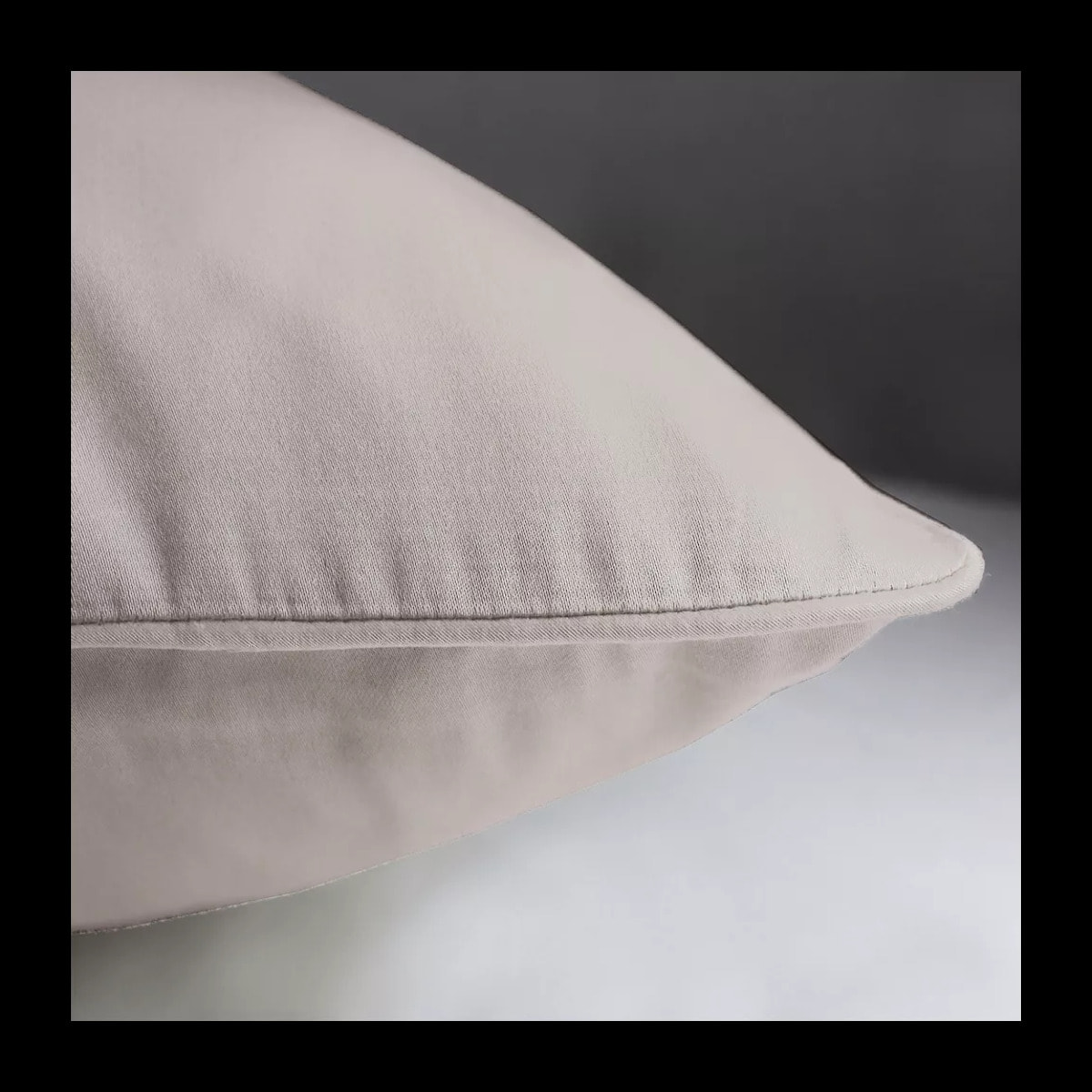 Lot de 2 taies satin de coton uni beige Ava uni taupe