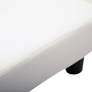 Reposapiés Otomano Taburete Pequeño Tapizado en Piel Sintética con Asiento Acolchado de Espuma y Patas de Plástico para Sofá Dormitorio 40x30x24 cm Blanco