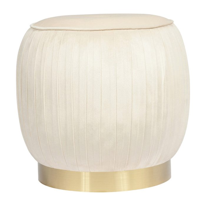 Pouf in velluto Lyla crema con base dorata