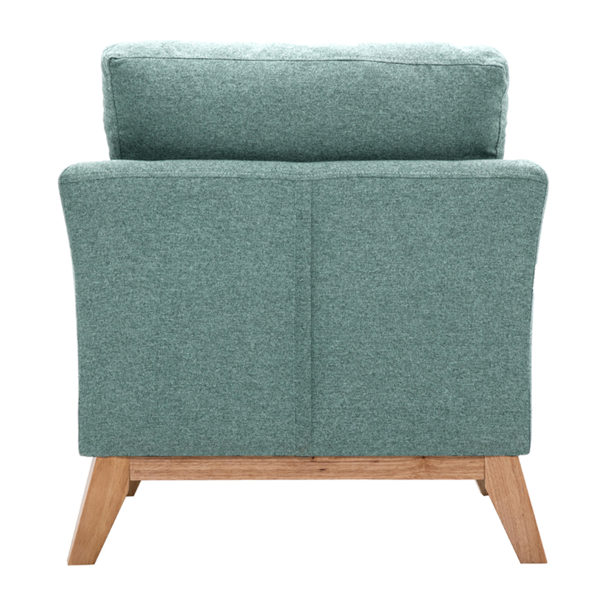 Fauteuil scandinave déhoussable en tissu vert de gris et bois clair OSLO