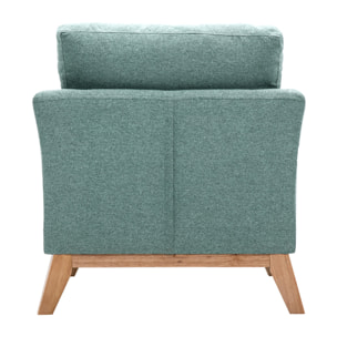 Fauteuil scandinave déhoussable en tissu vert de gris et bois clair OSLO