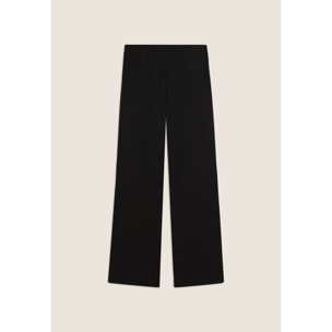 Pantaloni wide leg in tessuto crinkle fluido