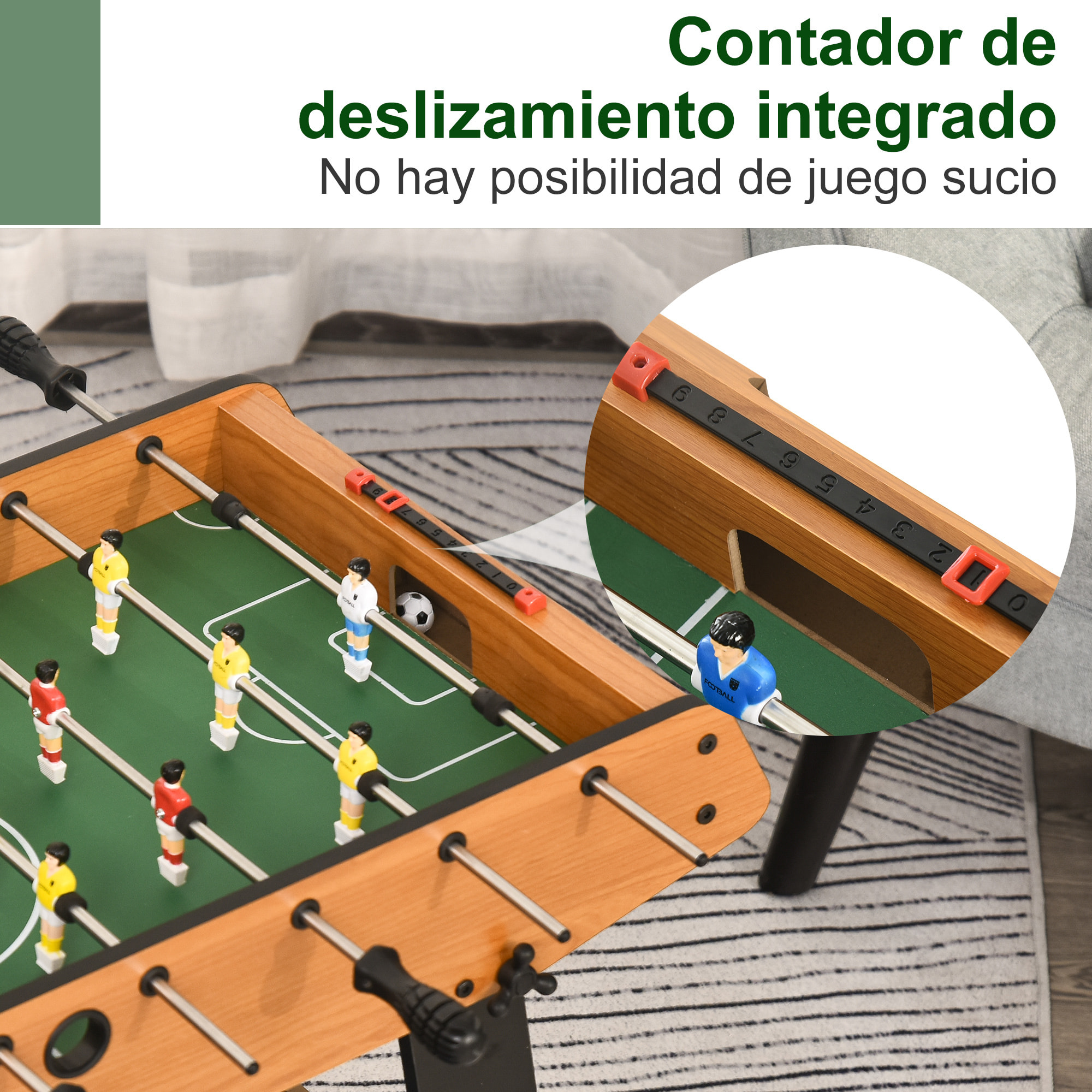 Futbolín Plegable Juego de Mesa de Fútbol con 22 Jugadores Futbolín para Niños y Adultos con 2 Marcadores 98x42x62,5 cm Natural y Negro