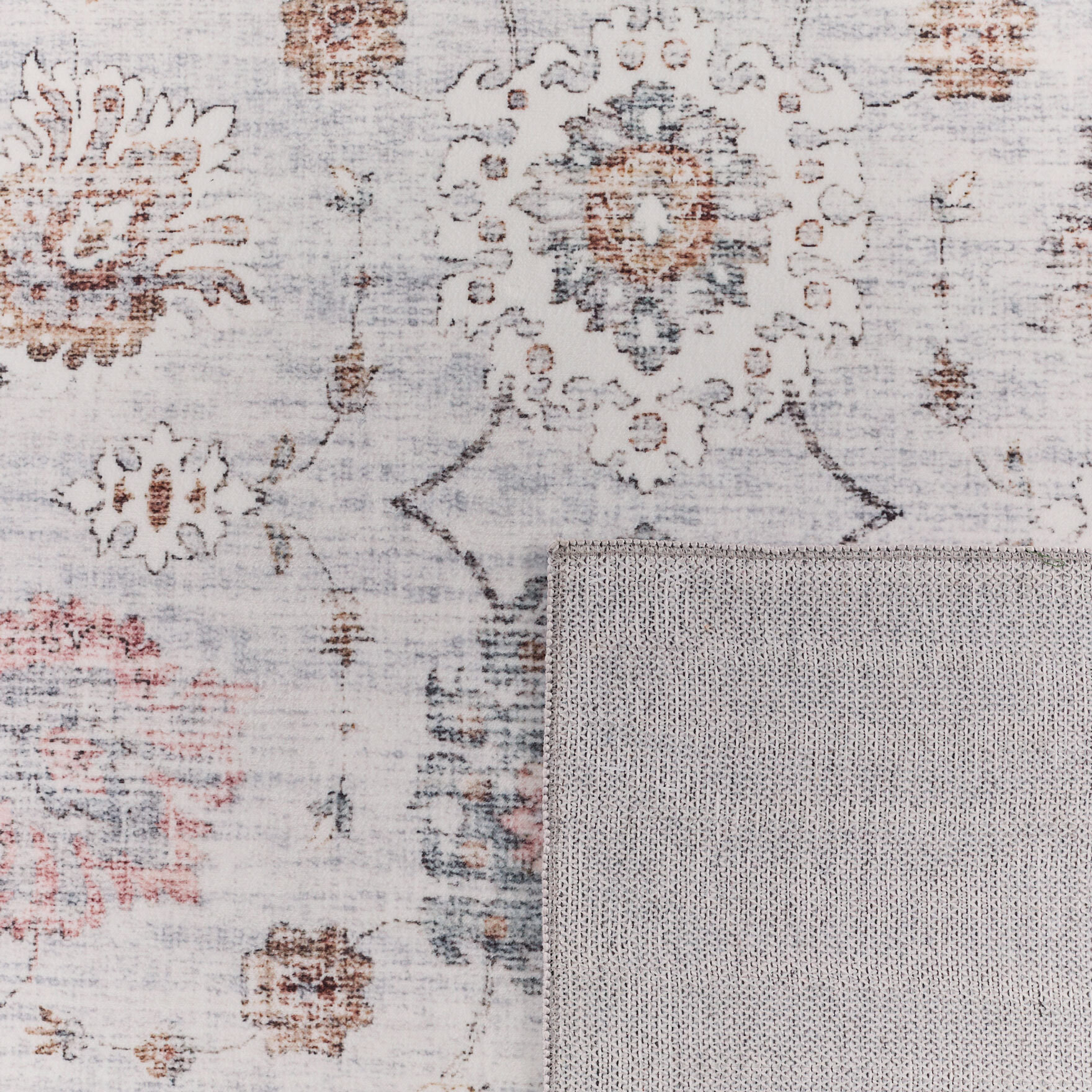 OTTOMAN - Tapis à poils courts doux à motif classique gris