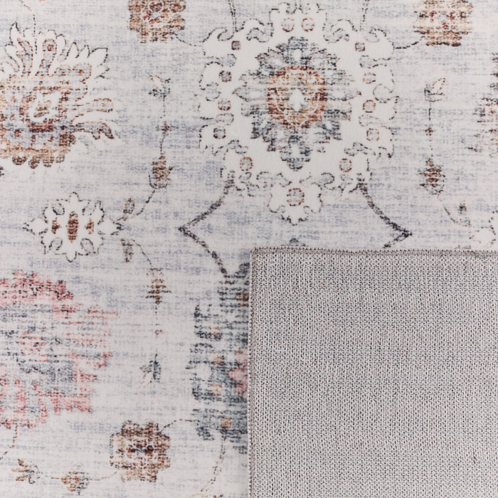 OTTOMAN - Tapis à poils courts doux à motif classique gris