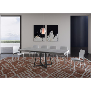 Tavolo allungabile 90x130/390 cm Abbraccio cemento gambe antracite