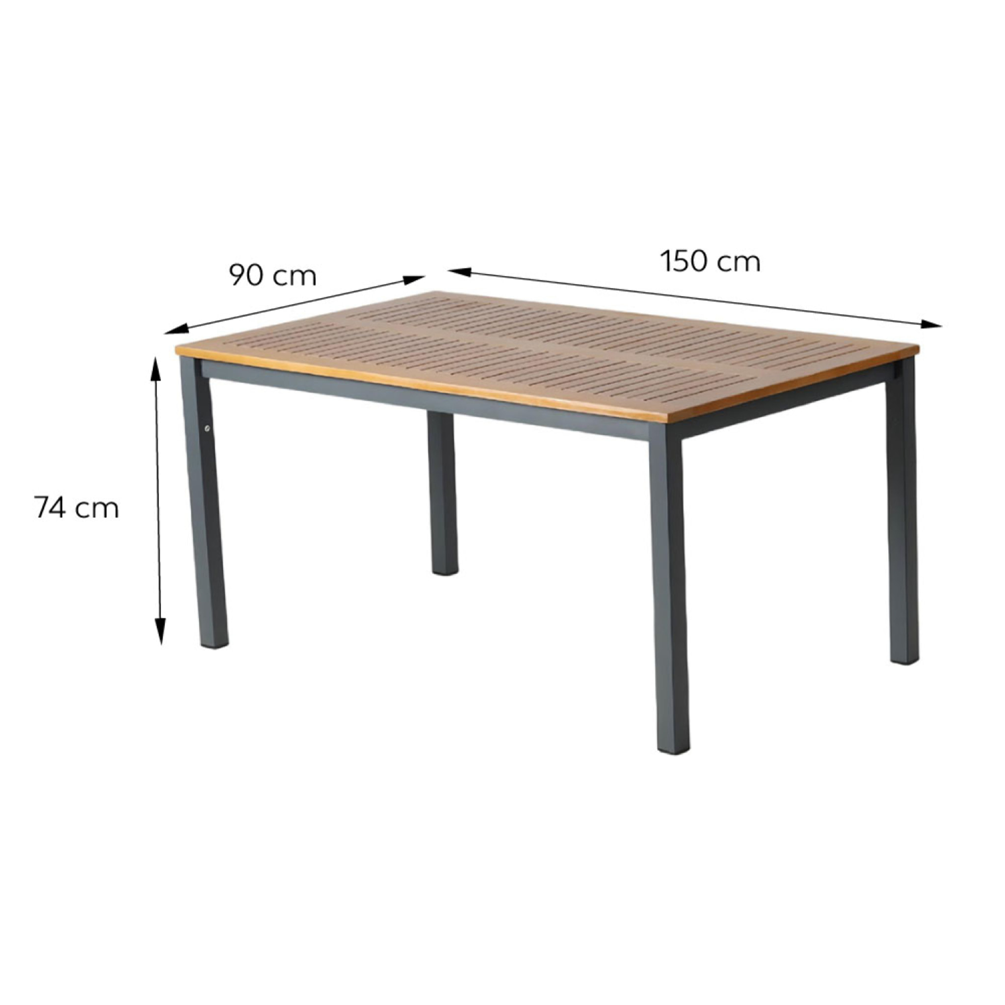 Table 6 places en bois naturel d'eucalyptus 150cm JAGNA
