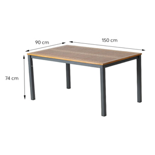 Table 6 places en bois naturel d'eucalyptus 150cm JAGNA