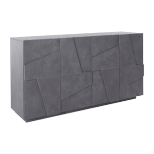 Credenza moderna a 4 ante, Made in Italy, Madia da cucina, Buffet di design da soggiorno, cm 162x44h86, colore Grigio Cenere