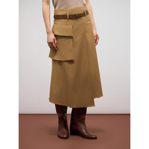 Oltre - Falda midi fluida en forma de A con panel - Marrón