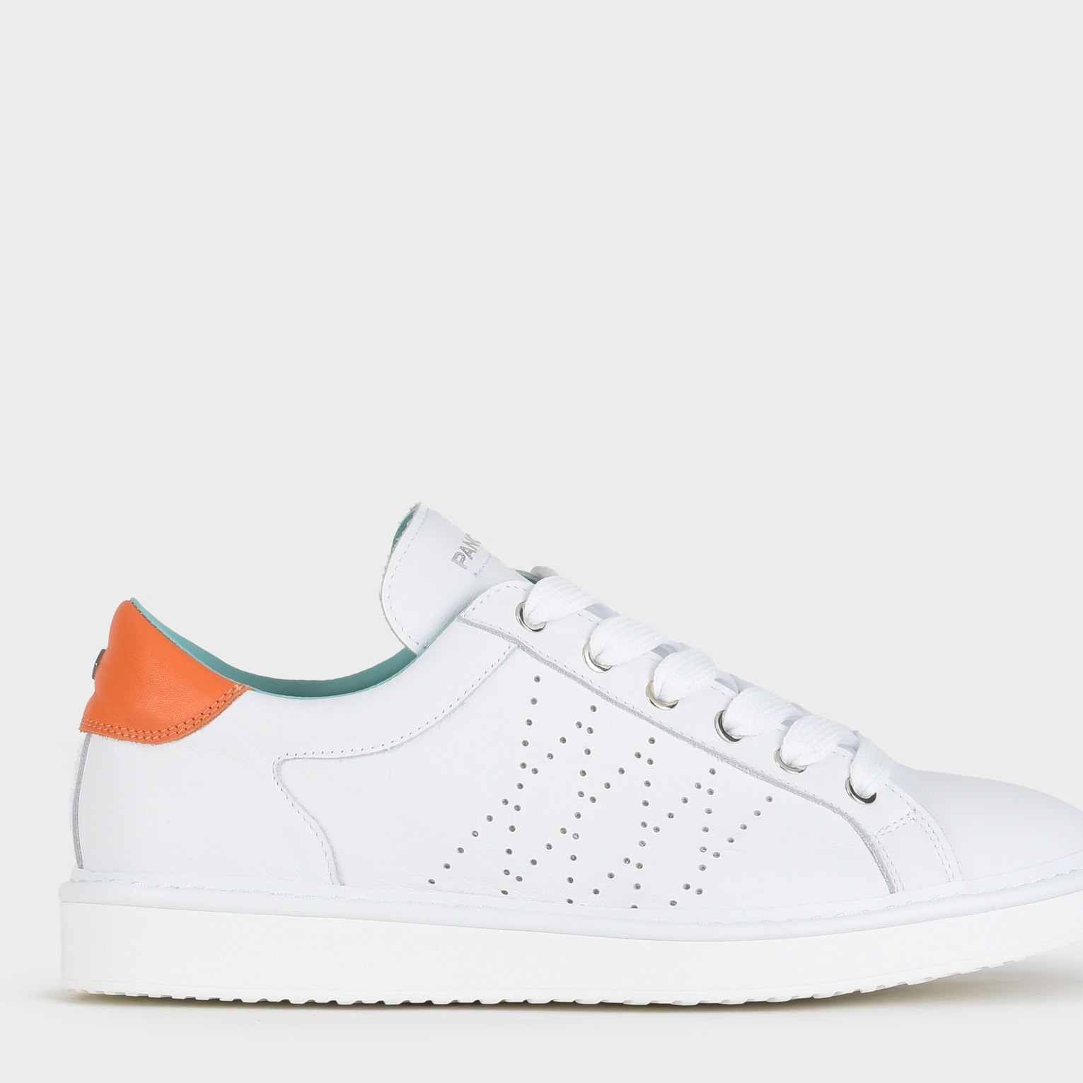 SCARPA ALLACCIATA P01 UOMO IN PELLE BIANCO-ARANCIO