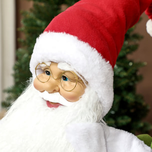 Figurine de Père Noël, debout de Père Noël rouge traditionnelle 120 cm, commande vocale, lumières LED scintillantes, musique, bras pliables, pour les décorations d'intérieur et de fête