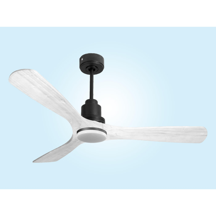 Ventilateur de plafond Réversible  Thermostat Dimmable Wifi Moteur à courant continu Toits en pente Télécommande Lumière à trois tons Hypersilence Mémoire