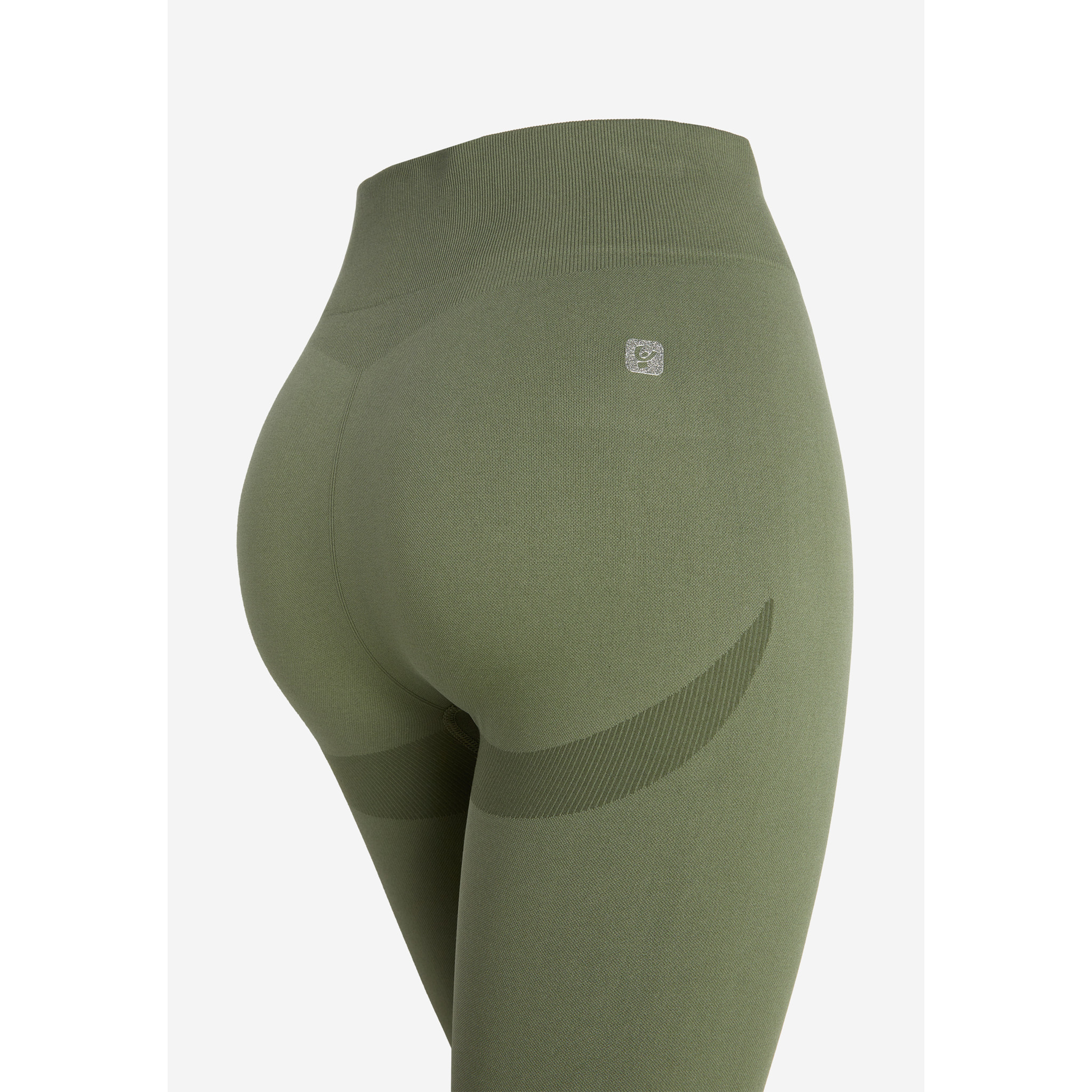 Leggings seamless vita alta in costina e lunghezza 7/8