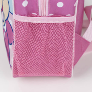 Mochila infantil escolar de minnie mouse - color rosa - 25x20x29 cm - fabricada en poliéster - con cierre de cremallera - estampado de minnie