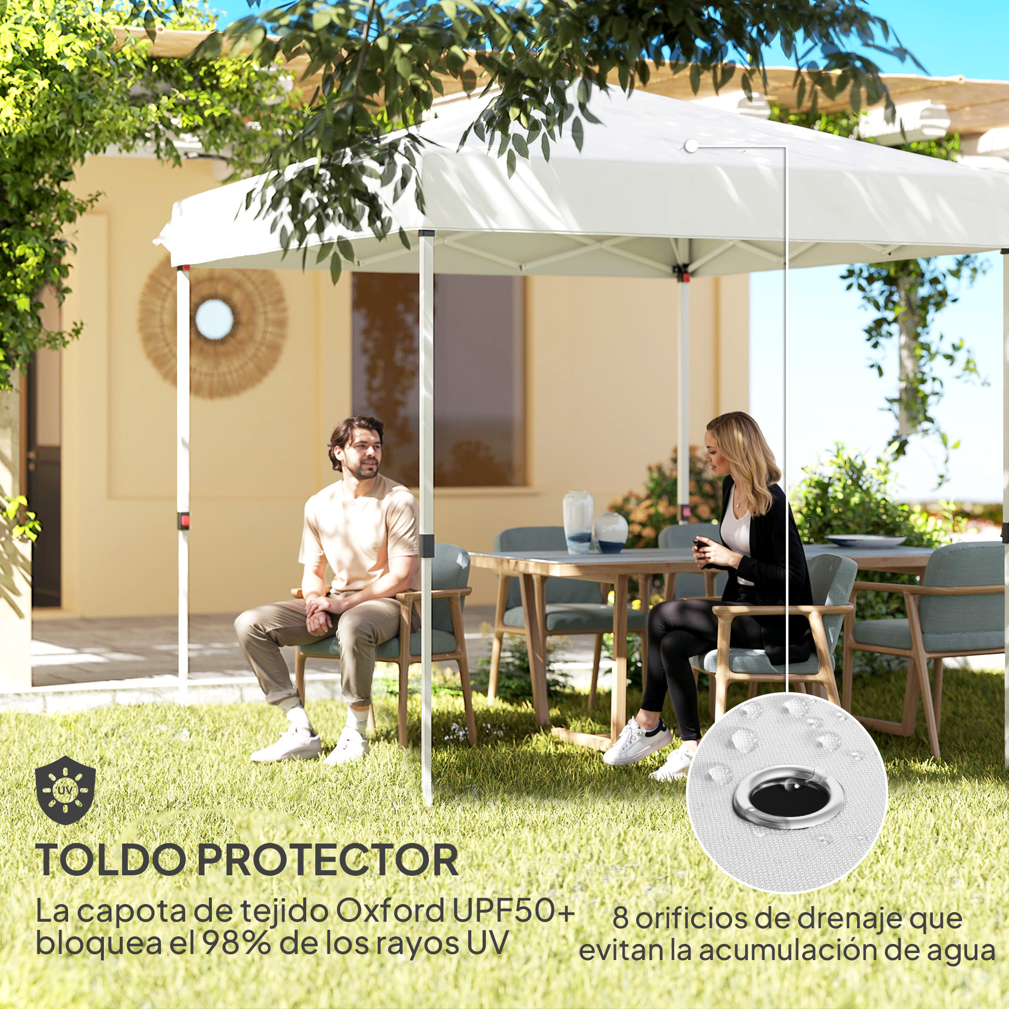 Carpa Plegable Pop-up Gazebo 2,5x2,5 m Cenador Plegable con 4 Paredes Laterales Anti-UV Altura Ajustable y Bolsa de Transporte para Camping Fiestas