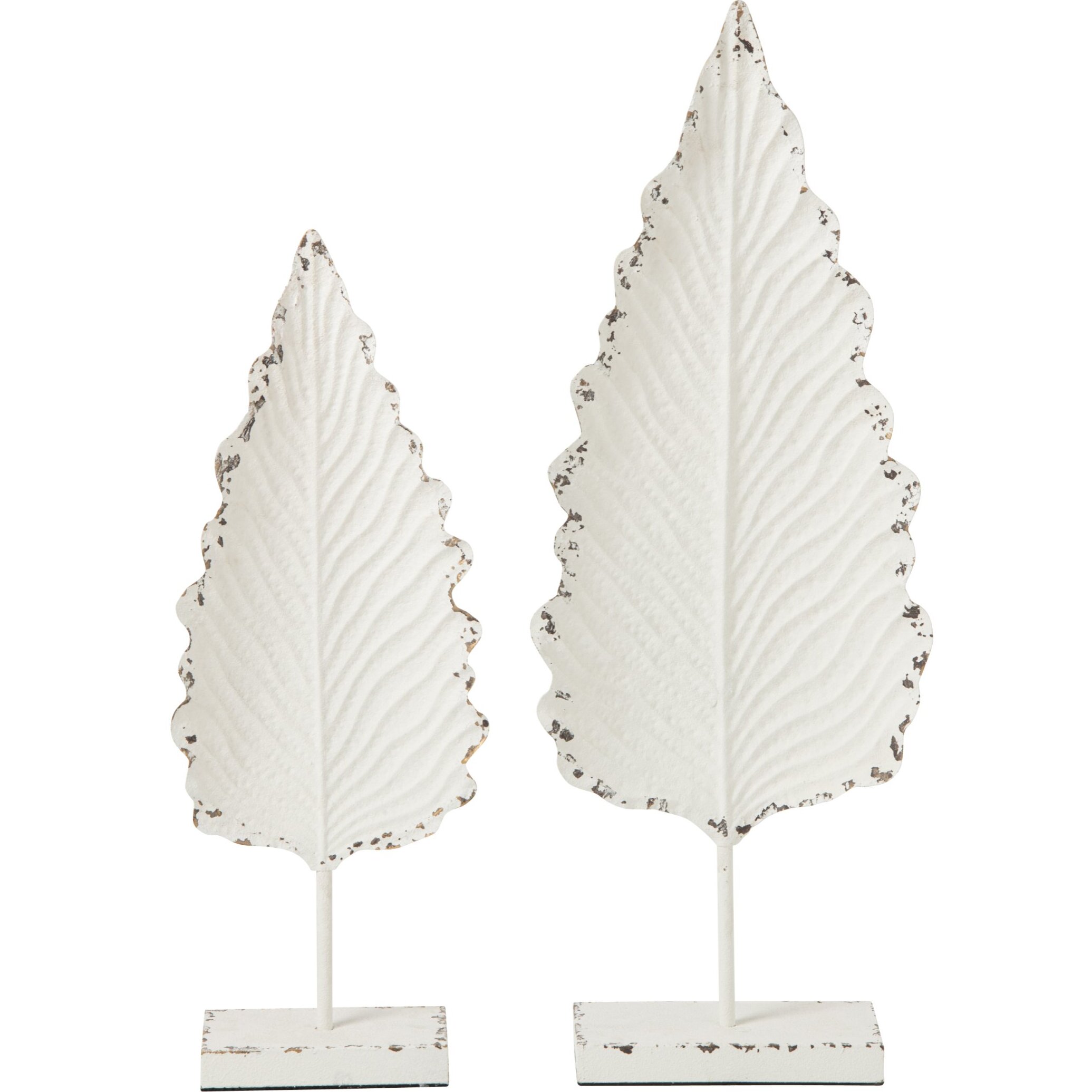 J-Line Set de 2 feuilles - fer - blanc