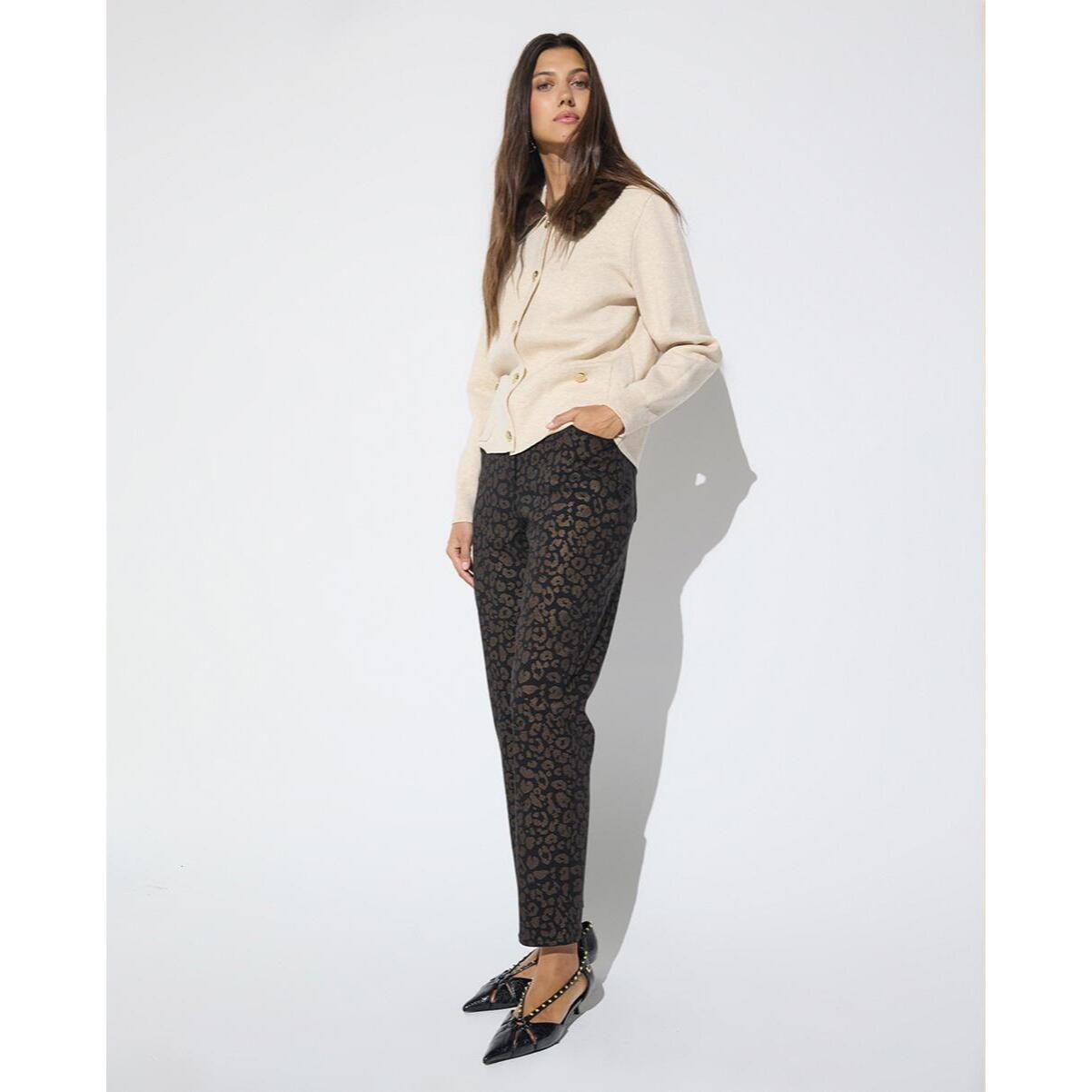 Pantaloni elasticizzati con stampa leopardata