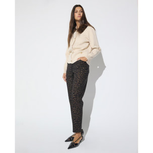 Pantaloni elasticizzati con stampa leopardata