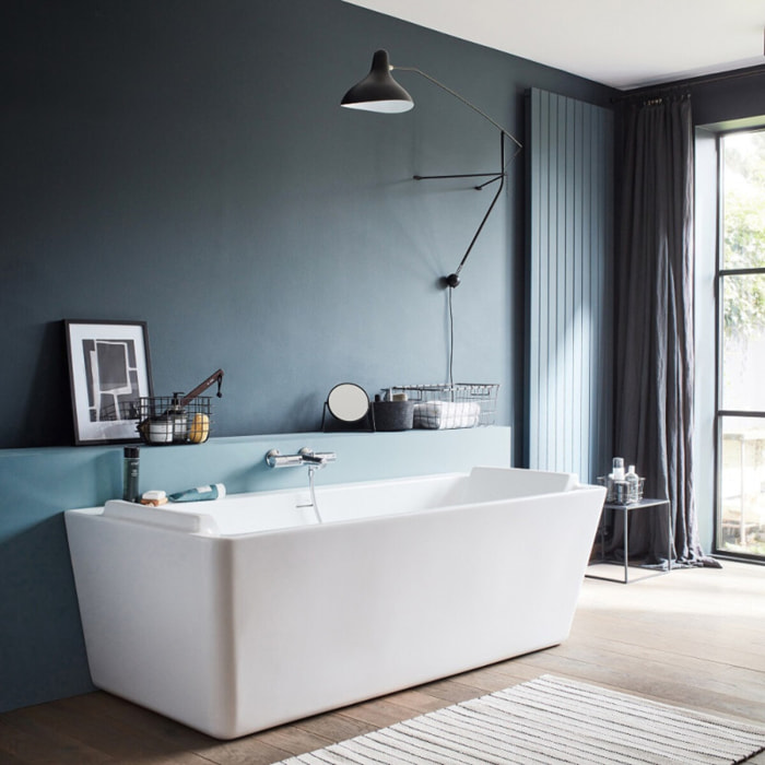 Mitigeur baignoire Simone + pommeau de douche Shift+ carré + flexible de douche lisse