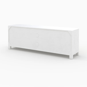 Meuble TV en béton blanc cassé et bois d'acacia 145 cm - Fira