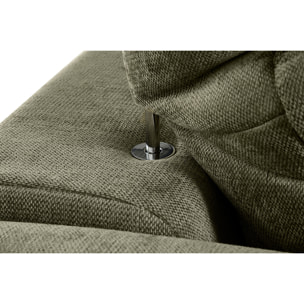 Canapé convertible avec têtières ajustables 3 places en tissu effet velours texturé vert kaki NOAM