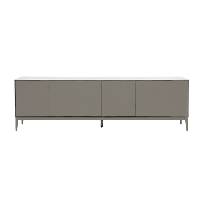 Meuble TV design gris laqué mat avec rangements L180 cm GRAY
