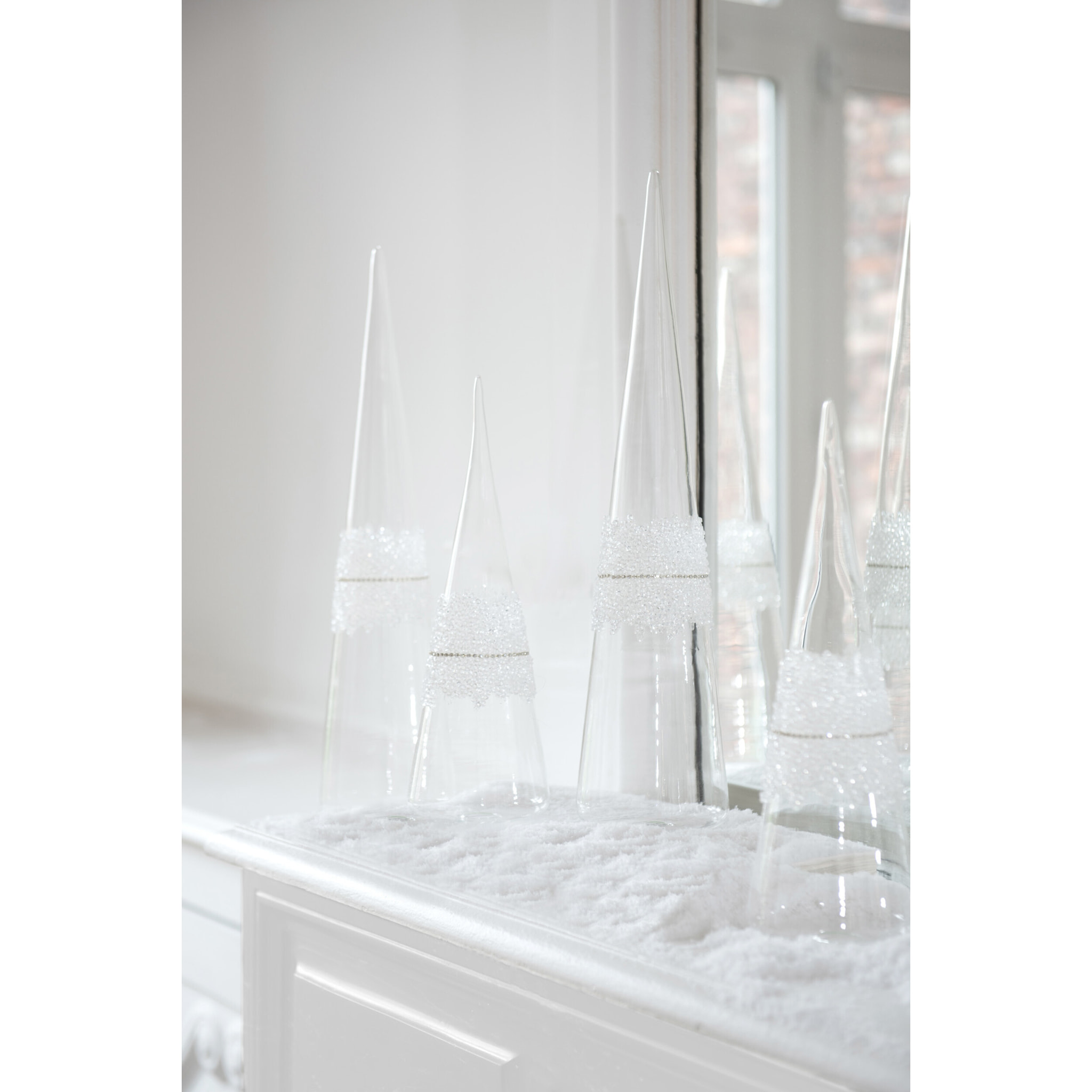 J-Line décoration Cone Glace Diamant Lignes - verre - transparent - large
