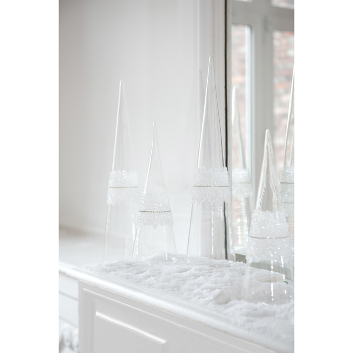 J-Line décoration Cone Glace Diamant Lignes - verre - transparent - large
