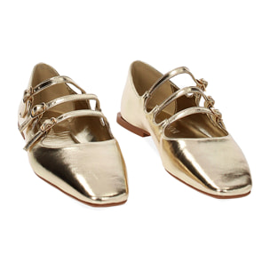 Ballerine multi-cinturino oro laminato