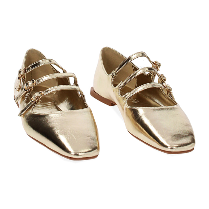 Ballerine multi-cinturino oro laminato