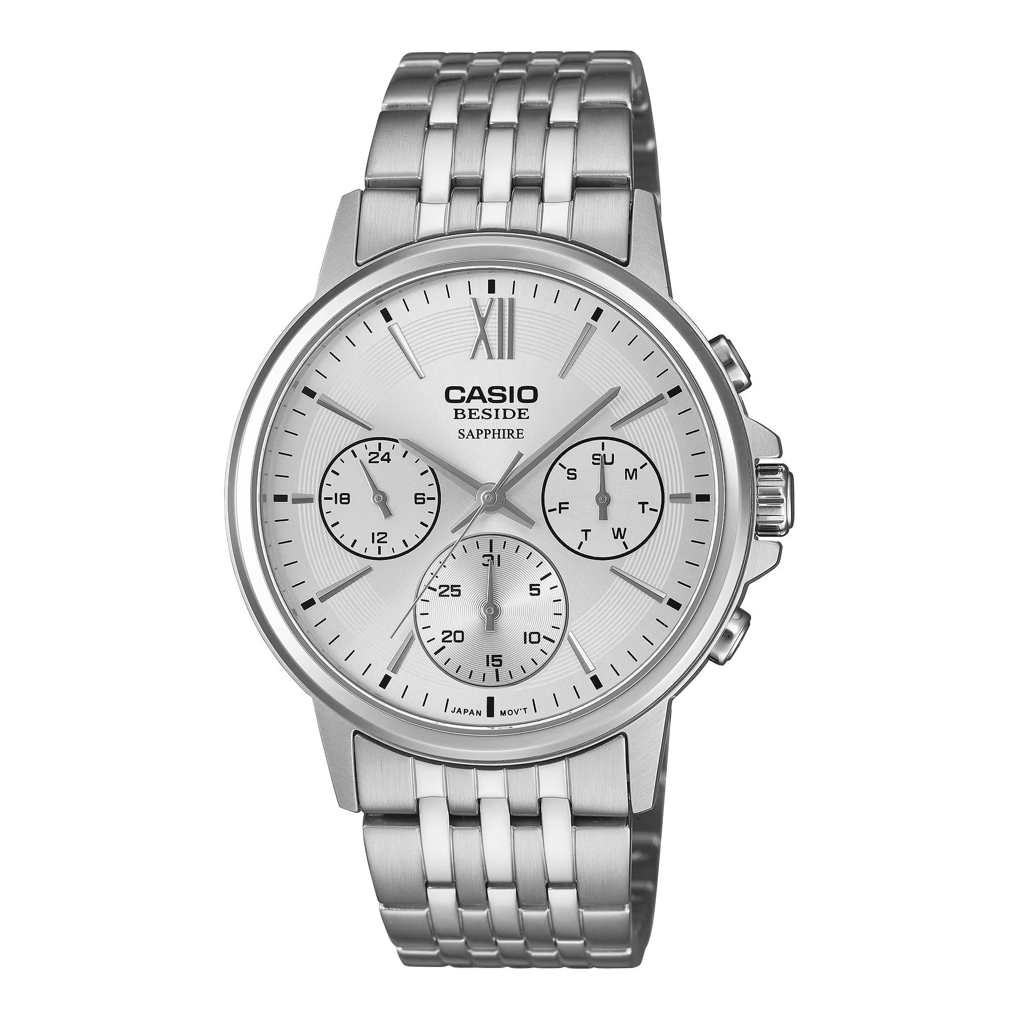 Reloj Casio BMS-300D-7A Hombre Analogico Cuarzo con Correa de Acero inoxidable