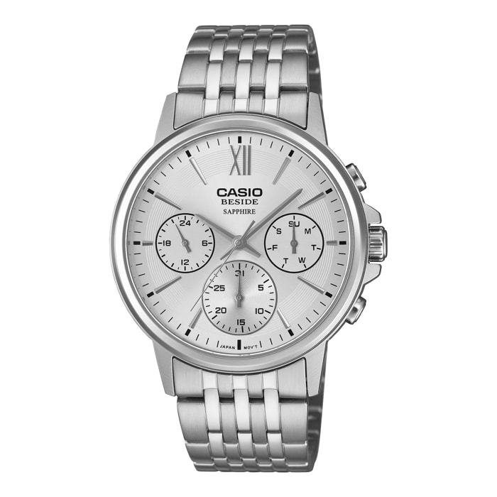 Reloj Casio BMS-300D-7A Hombre Analogico Cuarzo con Correa de Acero inoxidable