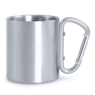 Tazza piccola in acciaio inox da 210 ml con manico a moschettone.