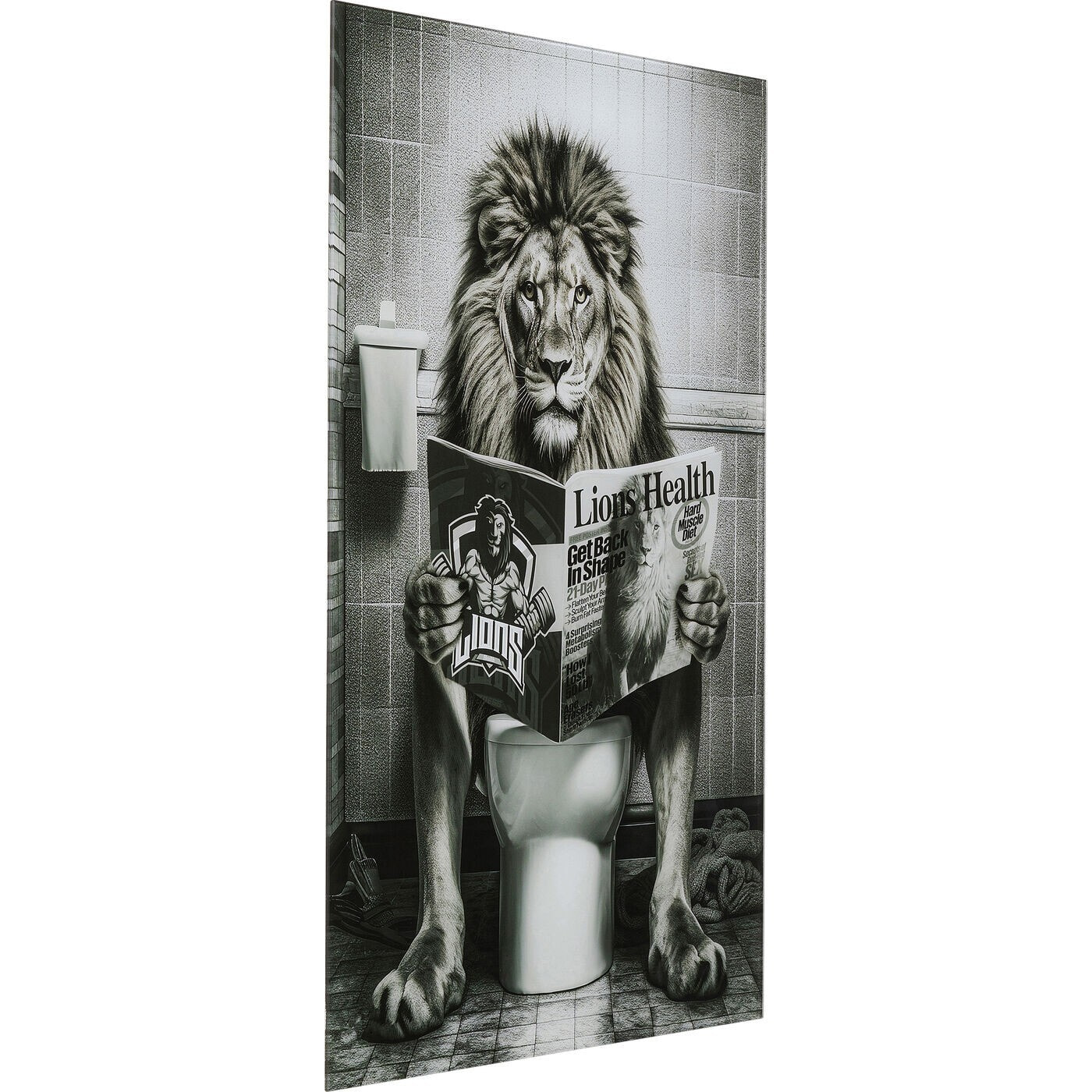 Tableau en verre lion journal 60x80cm Kare Design