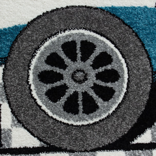 KIDS - Tapis enfant à motif voiture de course bleu - KID0460BLE