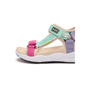 Sandalias Abiertas Deportivas con Cierre Adherente en Multicolor
