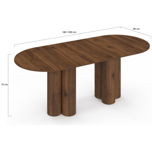 Table à manger ronde extensible Olympia effet noyer Ø160-200cm