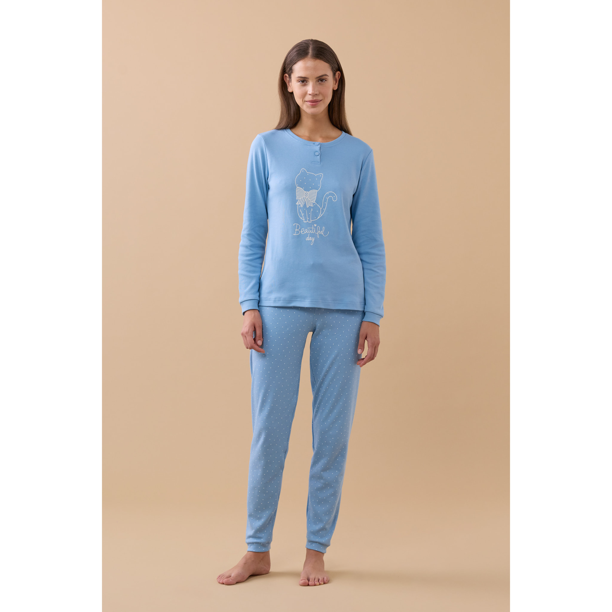 Pigiama donna invernale in caldo cotone articolo pois. Noidinotte