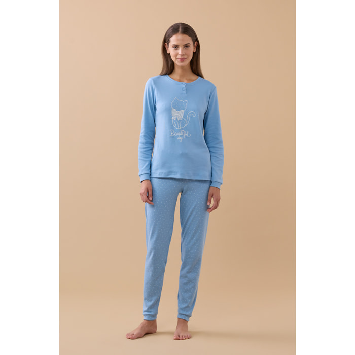 Pigiama donna invernale in caldo cotone articolo pois. Noidinotte