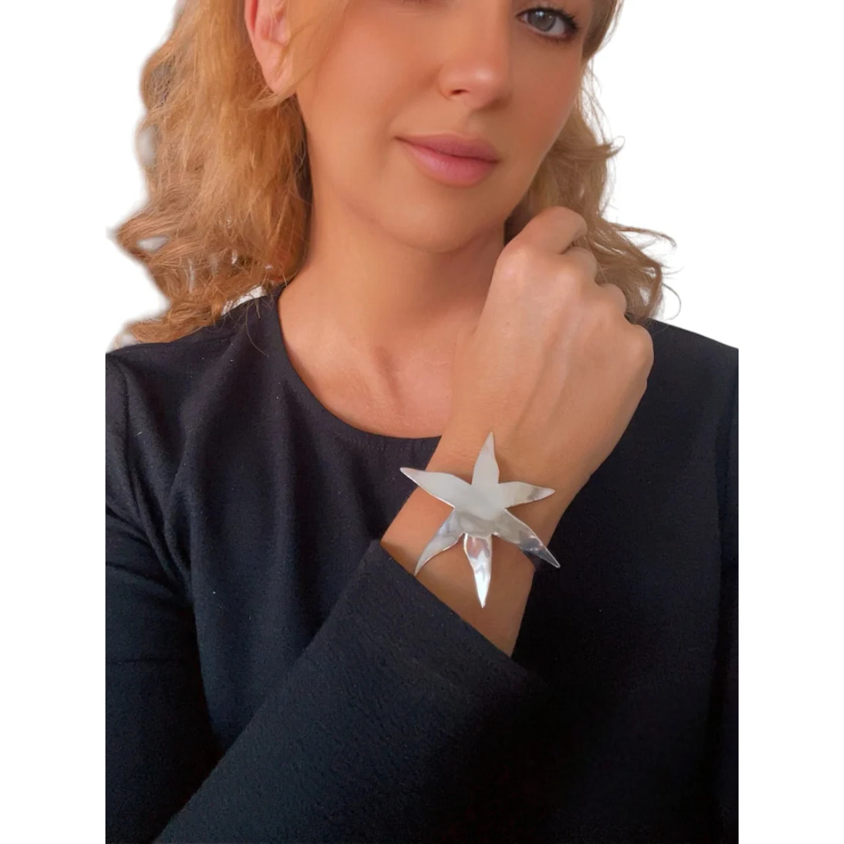 Brazalete estrella XXL laton plata 10µ