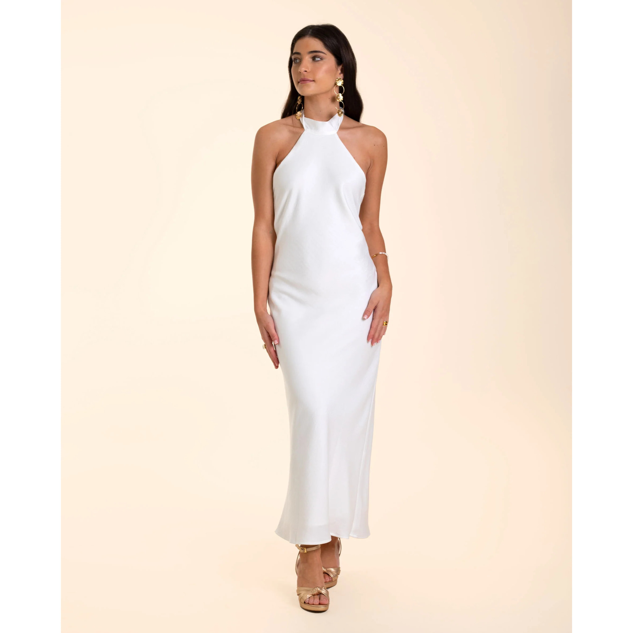 Vestido midi lencero halter