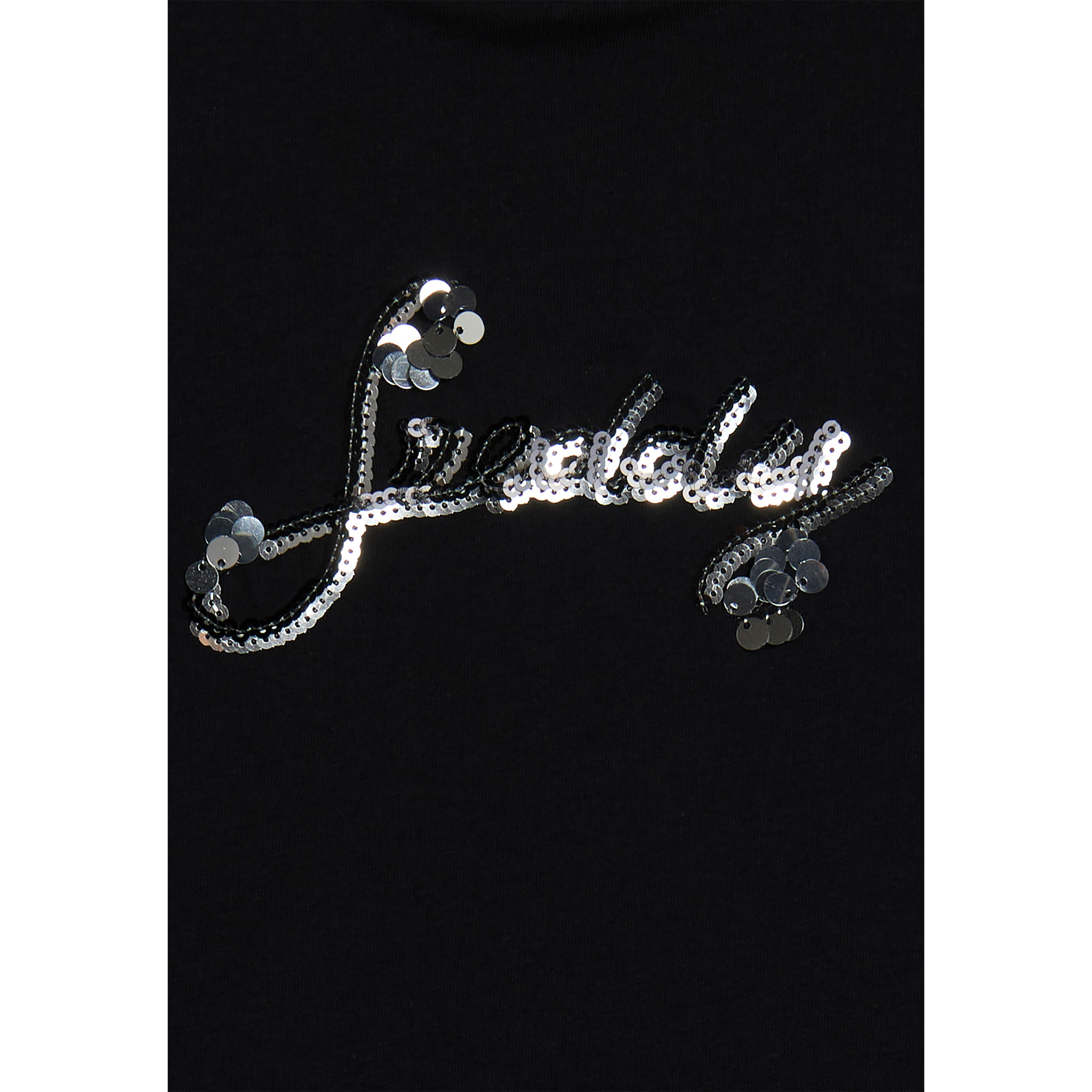 T-shirt in cotone Supima con logo in paillettes bicolore