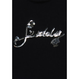 T-shirt in cotone Supima con logo in paillettes bicolore