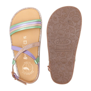 SANDALIA BAREFOOT DE PIEL CHETTO TIRAS ORO ROSADO