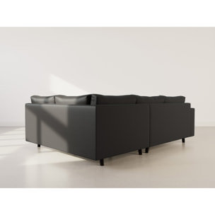 Rune - canapé d'angle droit 4 places en simili - Noir